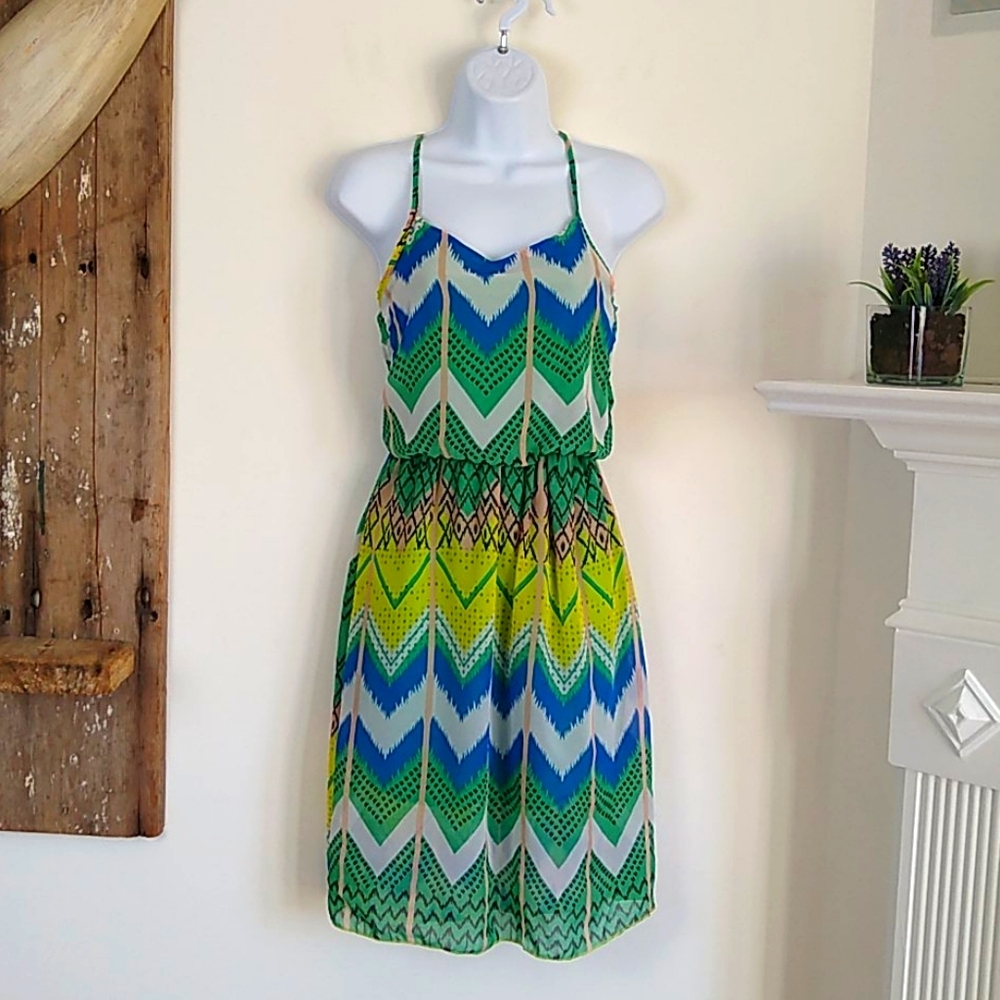 Chevron Print Sun Dress S